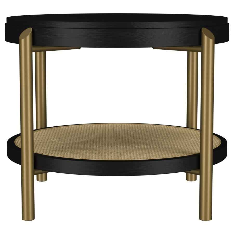 Arini 2-piece Round Coffee and End Table Set Black