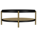 Arini Round Coffee Table With Storage Shelf Black