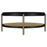 Arini Round Coffee Table With Storage Shelf Black
