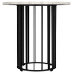 Home & Sleep Outlet - Haven Round Genuine White Marble Top End Side Table Black