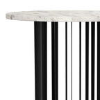 Home & Sleep Outlet - Haven Round Genuine White Marble Top End Side Table Black