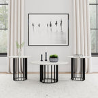 Home & Sleep Outlet - Haven 3-piece Round Marble Coffee and End Table Set Black