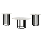 Home & Sleep Outlet - Haven 3-piece Round Marble Coffee and End Table Set Black