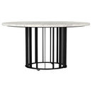 Haven Round Genuine White Marble Top Coffee Table Black