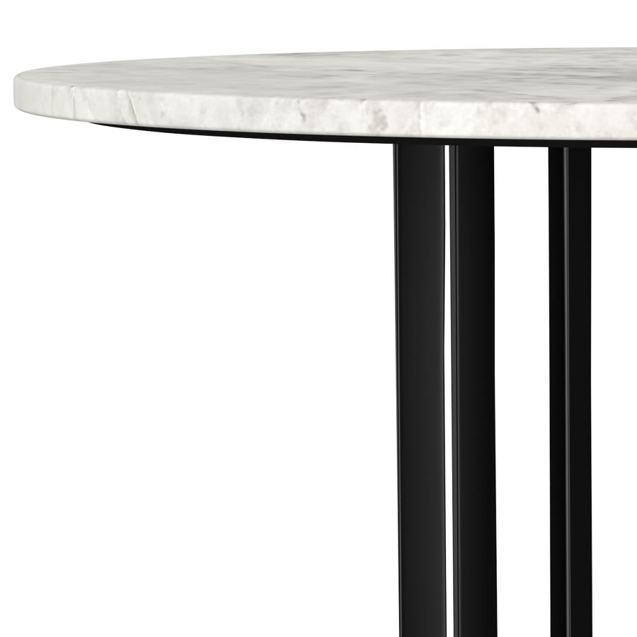 Home & Sleep Outlet - Haven Round Genuine White Marble Top Coffee Table Black