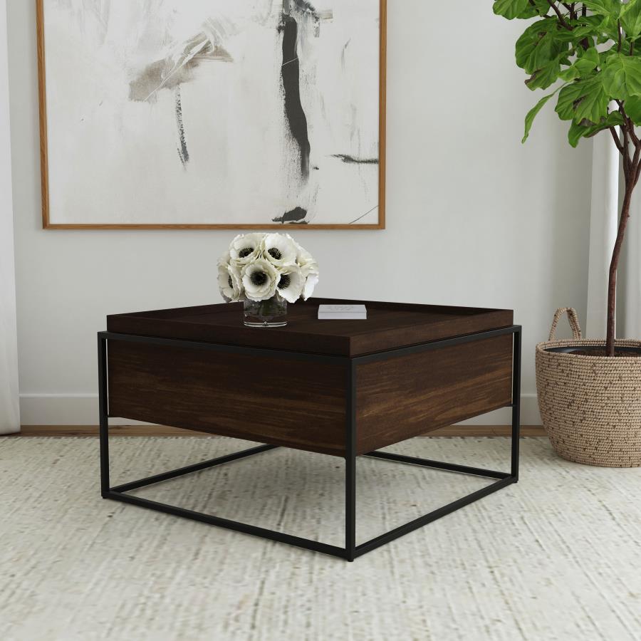 Home & Sleep Outlet - Fulton 30-inch Square Mango Wood Coffee Table Dark Brown