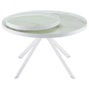 Briggs Round Marble Printed Glass Top Coffee Table White