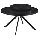 Briggs Round Marble Printed Glass Top Coffee Table Black