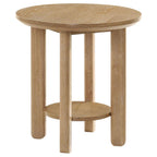 Home & Sleep Outlet - Ottowa Round Wood Side End Table with Shelf Light Oak
