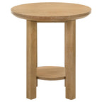 Home & Sleep Outlet - Ottowa Round Wood Side End Table with Shelf Light Oak
