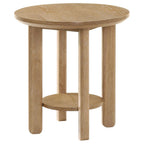 Home & Sleep Outlet - Ottowa Round Wood Side End Table with Shelf Light Oak