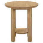 Home & Sleep Outlet - Ottowa Round Wood Side End Table with Shelf Light Oak