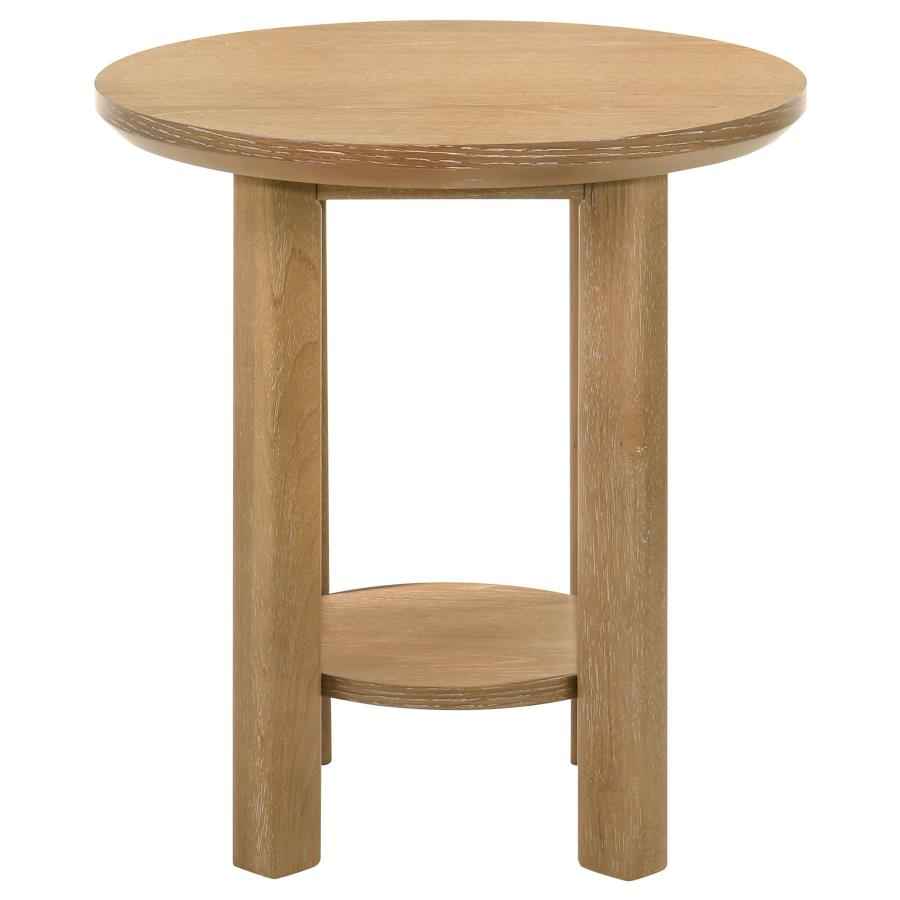 Ottowa 2-piece Round Wood Coffee Table Set Light Oak