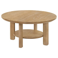 Ottowa 2-piece Round Wood Coffee Table Set Light Oak