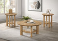 Home & Sleep Outlet - Ottowa 3-piece Round Wood Coffee Table Set Light Oak