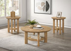 Home & Sleep Outlet - Ottowa 3-piece Round Wood Coffee Table Set Light Oak