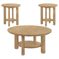 Ottowa 3-piece Round Wood Coffee Table Set Light Oak