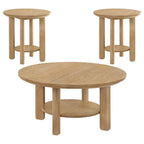 Home & Sleep Outlet - Ottowa 3-piece Round Wood Coffee Table Set Light Oak
