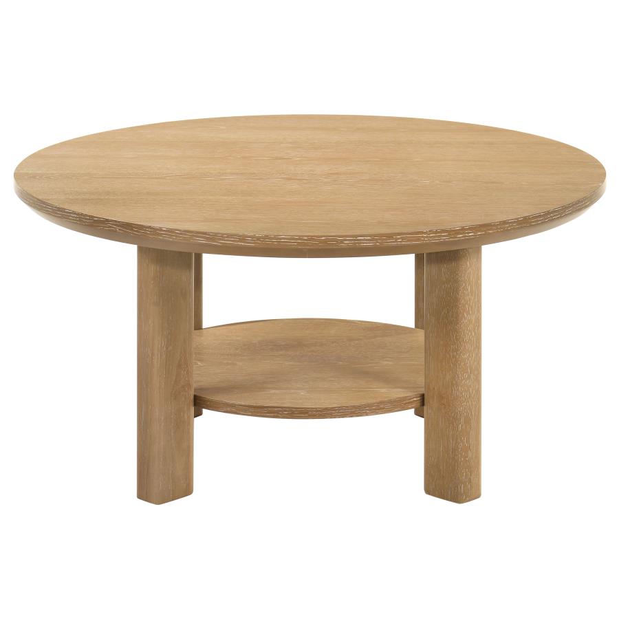 Home & Sleep Outlet - Ottowa 3-piece Round Wood Coffee Table Set Light Oak