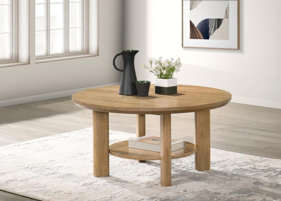 Home & Sleep Outlet - Ottowa 36-inch Round Wood Cocktail Coffee Table Light Oak