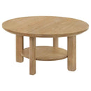 Ottowa 36-inch Round Wood Cocktail Coffee Table Light Oak