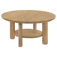 Ottowa 36-inch Round Wood Cocktail Coffee Table Light Oak