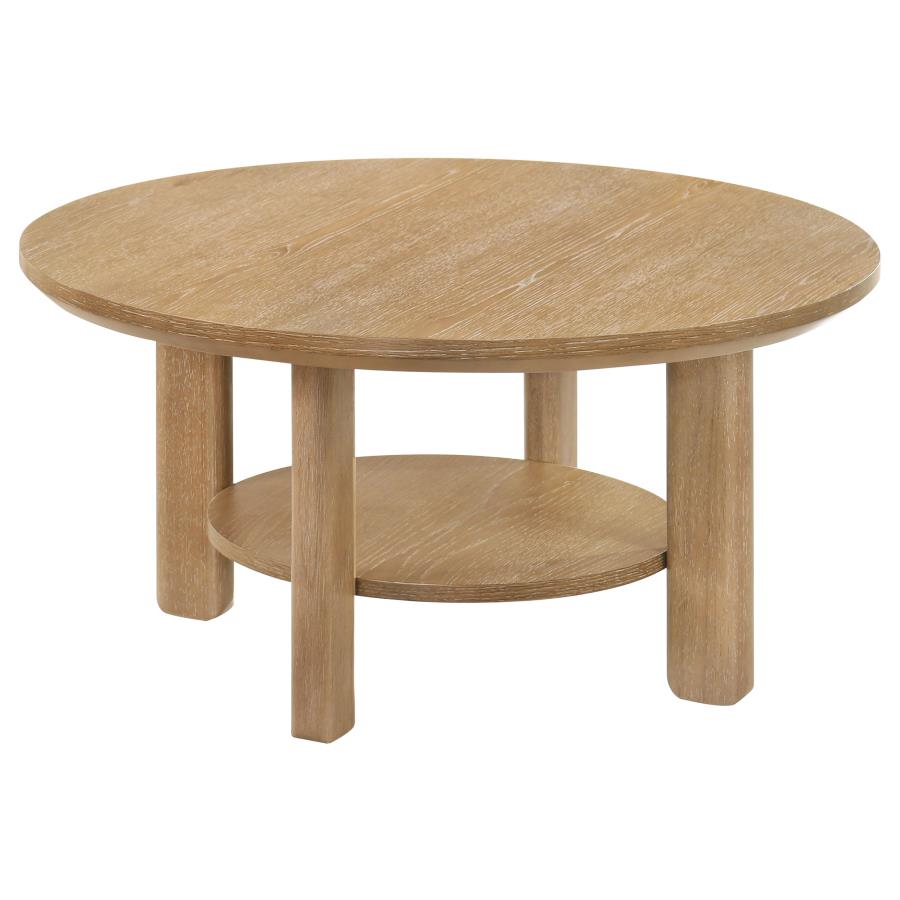 Home & Sleep Outlet - Ottowa 36-inch Round Wood Cocktail Coffee Table Light Oak
