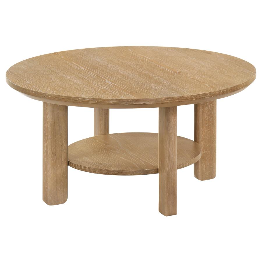 Home & Sleep Outlet - Ottowa 36-inch Round Wood Cocktail Coffee Table Light Oak