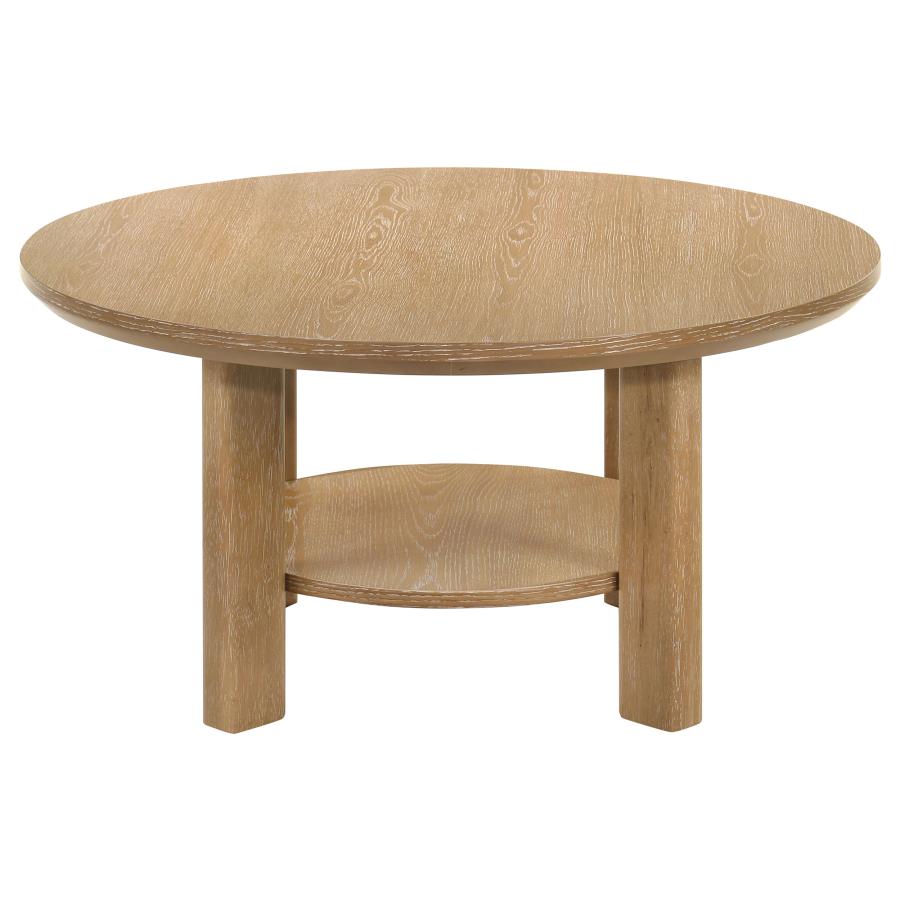 Home & Sleep Outlet - Ottowa 36-inch Round Wood Cocktail Coffee Table Light Oak