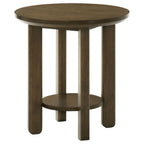Home & Sleep Outlet - Ottowa 22-Inch Round Wood Side End Table with Shelf Brown