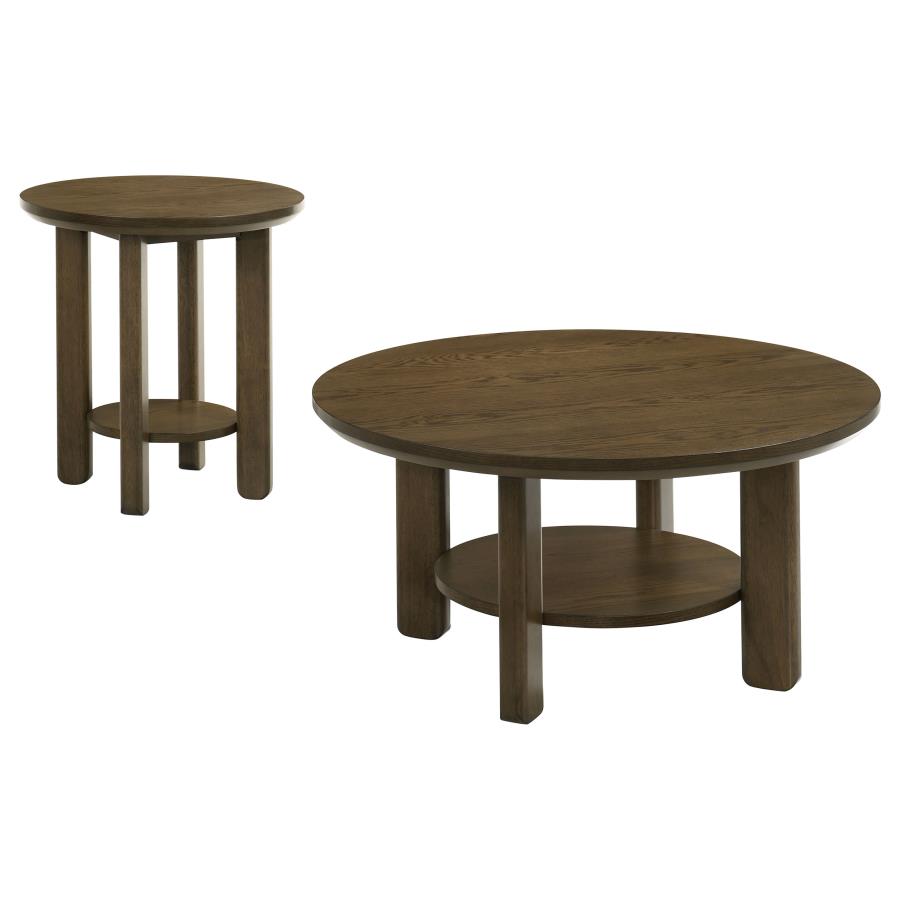 Home & Sleep Outlet - Ottowa 2-piece Round Wood Coffee Table Set Brown