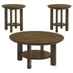 Home & Sleep Outlet - Ottowa 3-piece Round Wood Coffee Table Set Brown