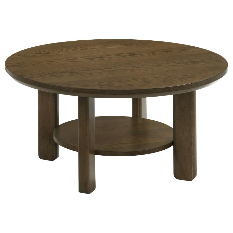 Home & Sleep Outlet - Ottowa 3-piece Round Wood Coffee Table Set Brown