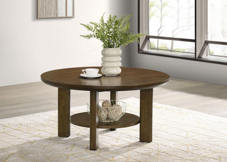 Home & Sleep Outlet - Ottowa 35-inch Round Wood Cocktail Coffee Table Brown