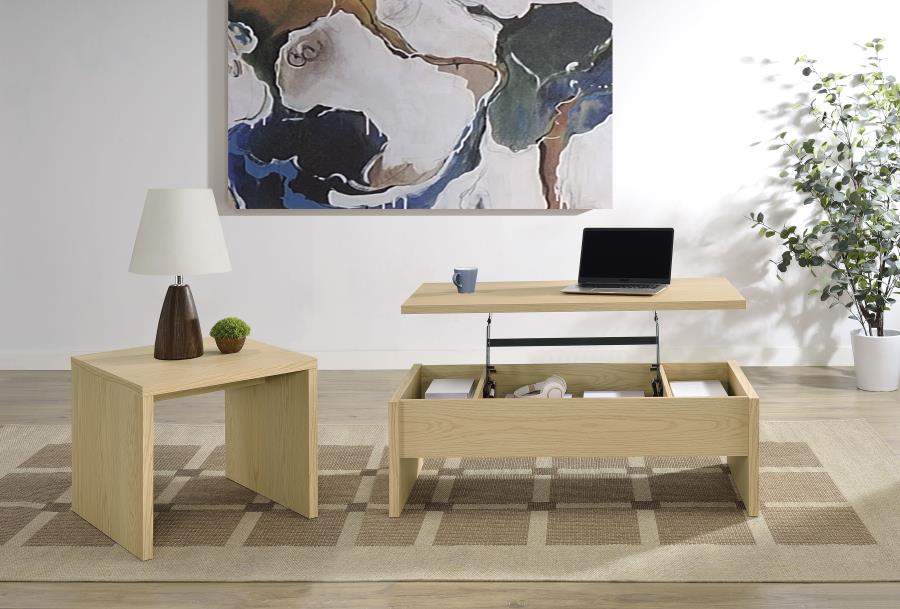 Home & Sleep Outlet - Canoga Engineered Wood Accent Side End Table Light Oak