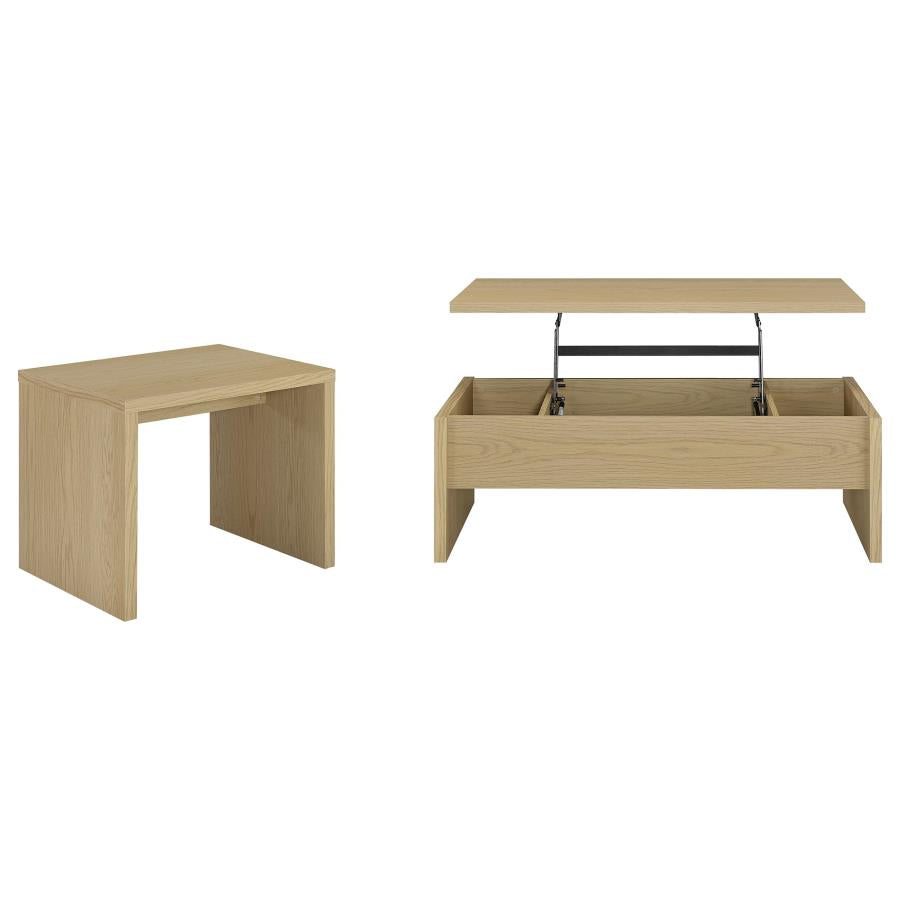 Home & Sleep Outlet - Canoga 2-piece Lift Top Cocktail Coffee Table Set Light Oak