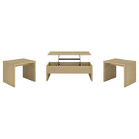 Canoga 3-piece Lift Top Cocktail Coffee Table Set Light Oak