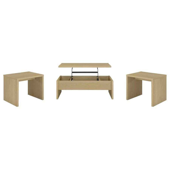 Canoga 3-piece Lift Top Cocktail Coffee Table Set Light Oak