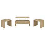 Home & Sleep Outlet - Canoga 3-piece Lift Top Cocktail Coffee Table Set Light Oak
