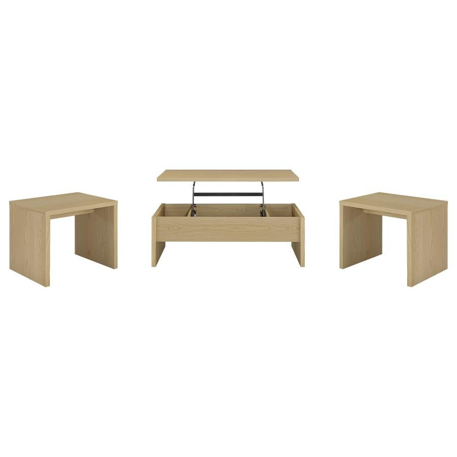 Home & Sleep Outlet - Canoga 3-piece Lift Top Cocktail Coffee Table Set Light Oak
