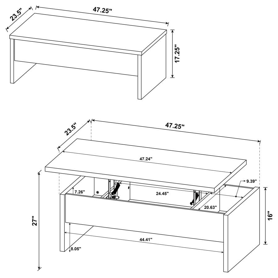 Home & Sleep Outlet - Canoga Engineered Wood Lift Top Cocktail Coffee Table Mango