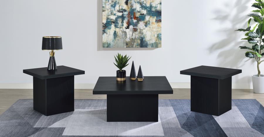 Home & Sleep Outlet - Devar 3-piece Square Cocktail Coffee End Table Set Black