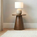 Franklin Round Wood Pedestal Side End Table Dark Brown