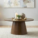Franklin 36-inch Round Pedestal Coffee Table Dark Brown