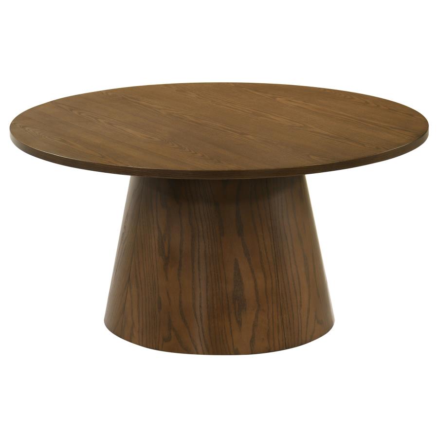 Home & Sleep Outlet - Franklin 36-inch Round Pedestal Coffee Table Dark Brown