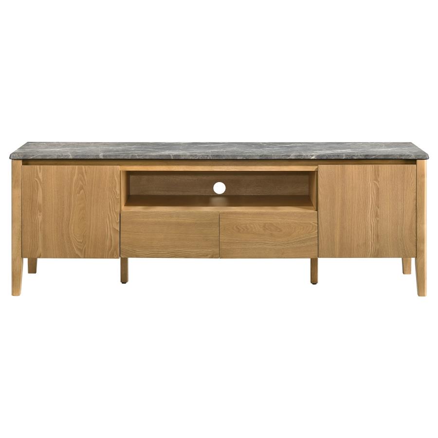 Home & Sleep Outlet - Bradley 63-inch 2-Door SmartTop TV Stand Grey and Natural