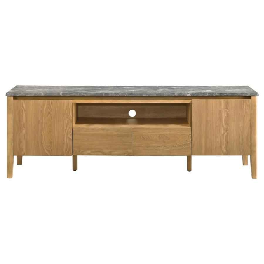 Bradley 63-inch 2-Door SmartTop TV Stand Grey and Natural