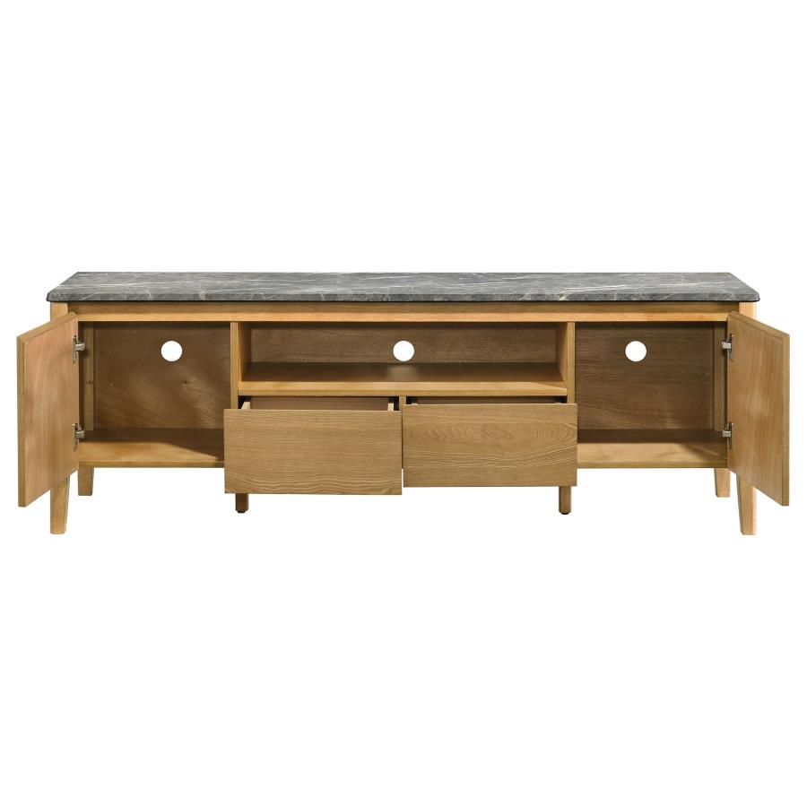 Home & Sleep Outlet - Bradley 63-inch 2-Door SmartTop TV Stand Grey and Natural