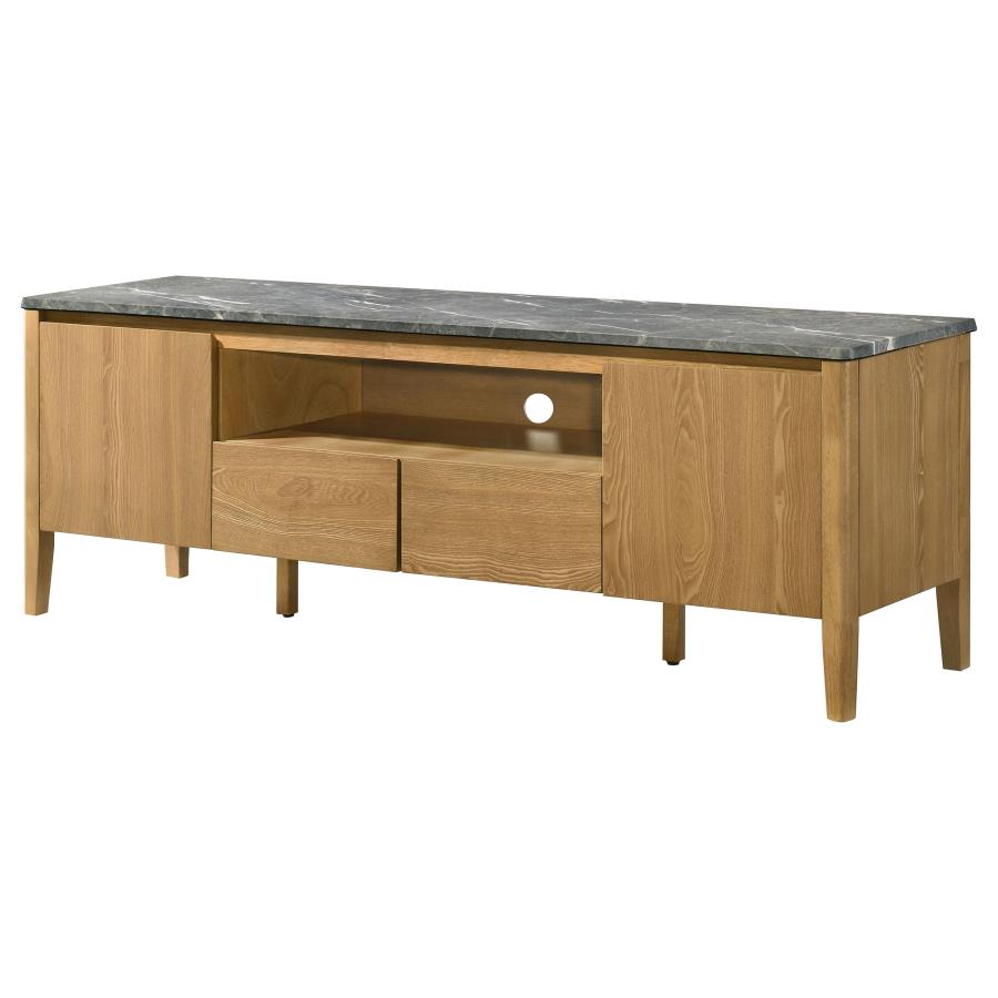 Home & Sleep Outlet - Bradley 63-inch 2-Door SmartTop TV Stand Grey and Natural