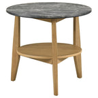 Home & Sleep Outlet - Bradley Round SmartTop End Side Table Grey and Natural